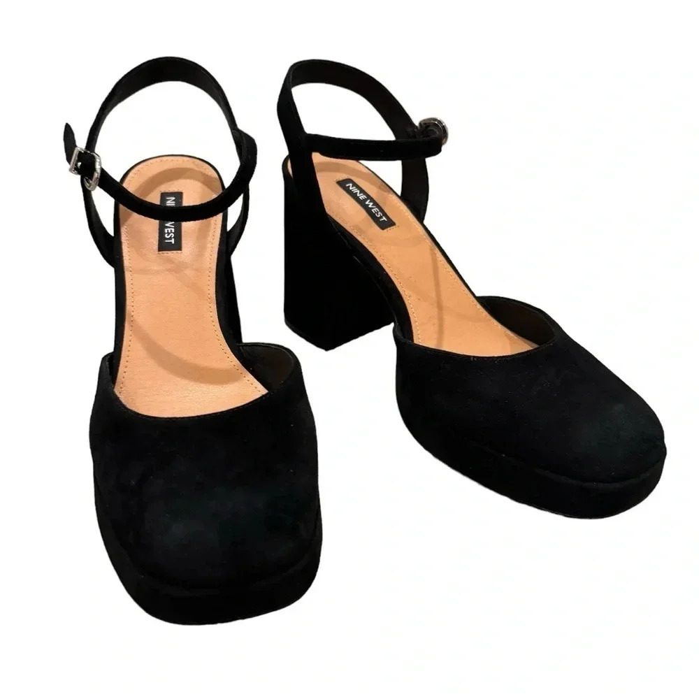 🖤 Nine West‎ Women’s Black Colot Block Heel Pumps Size 10 🖤